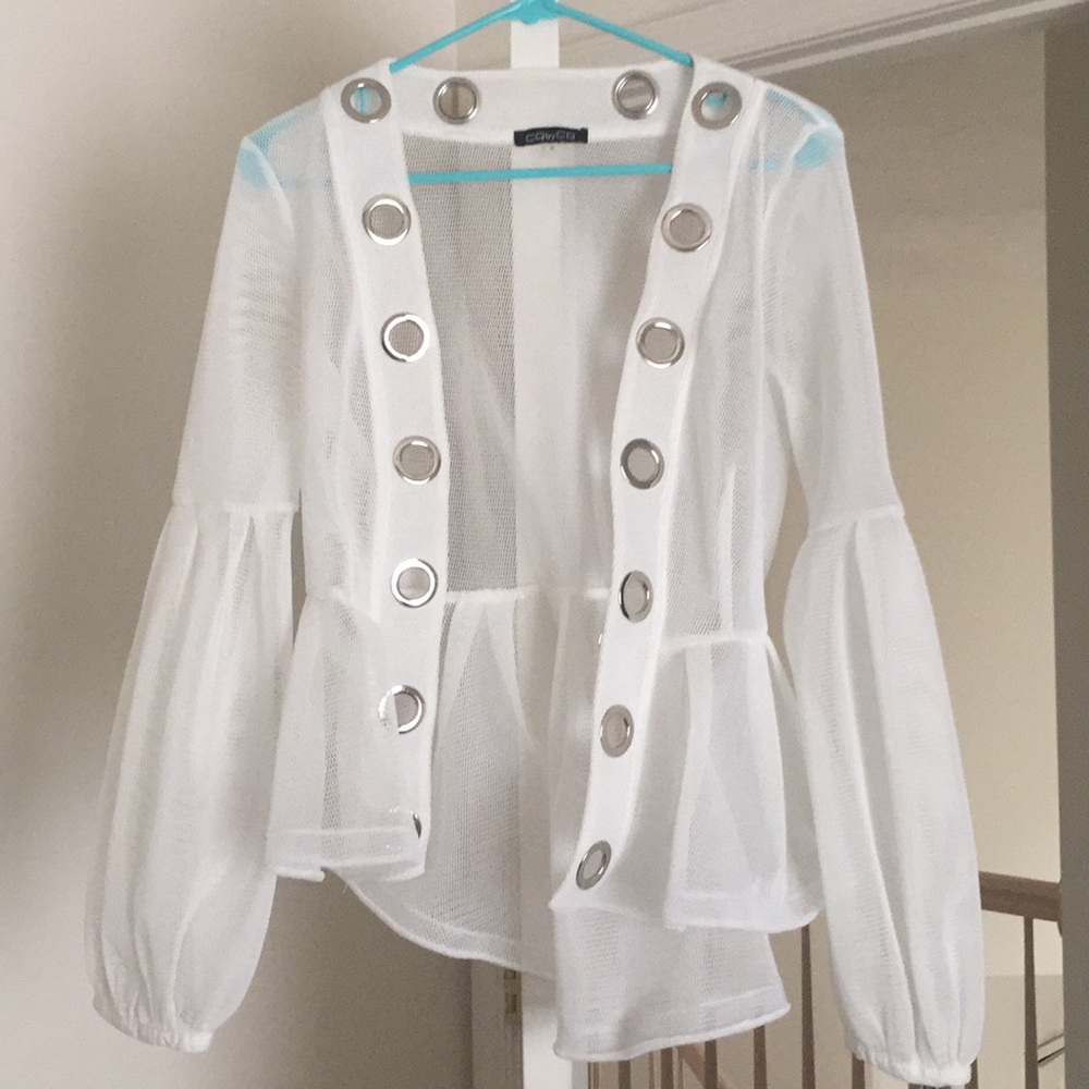 White knitted Peplum Top